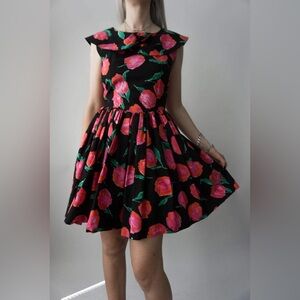 Floral Black and Pink Women's Dress